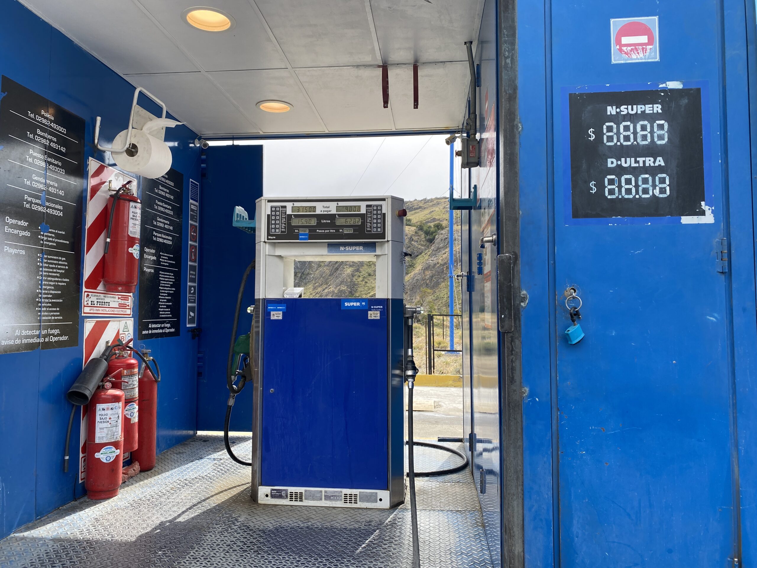 Single gas pump in El Chaltén, Argentina