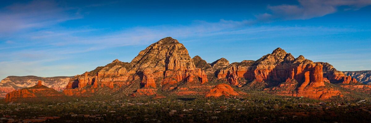 The red rocks of Sedona are illuminated in the early morning sun