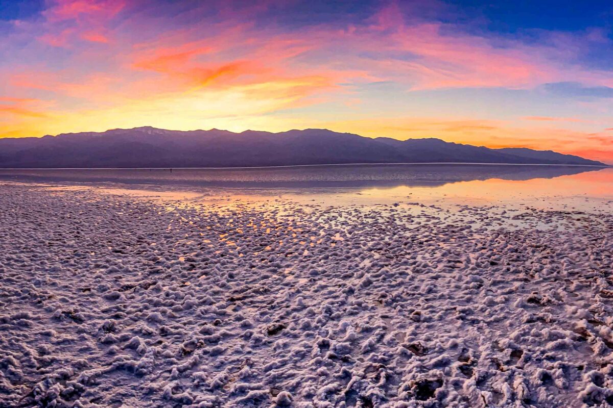 Sunset light and salt textures at Badwater Basin in Death Valley