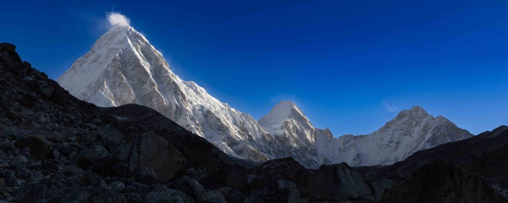 Sunset on Pumori in the Himalayas