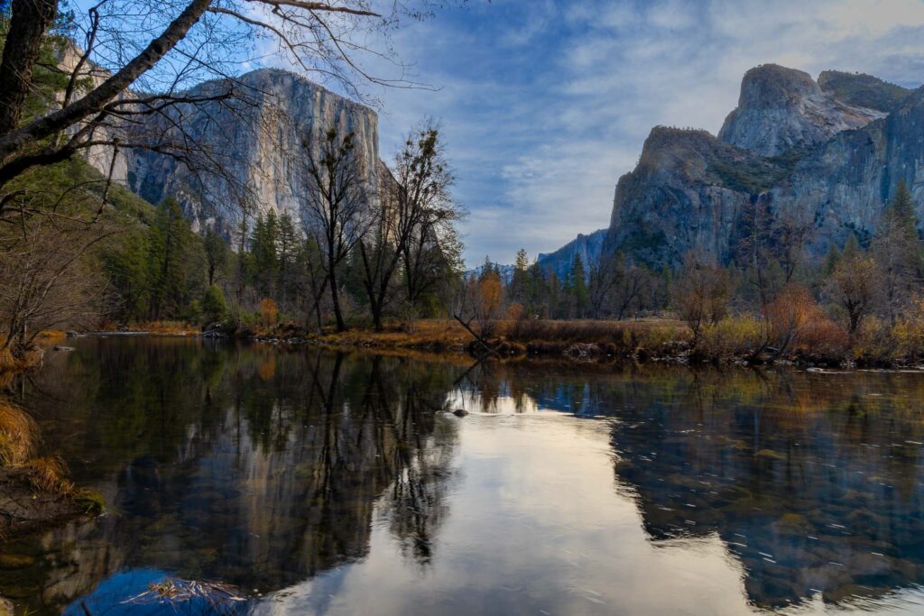 Fall reflection of El Capitan in Yosemite