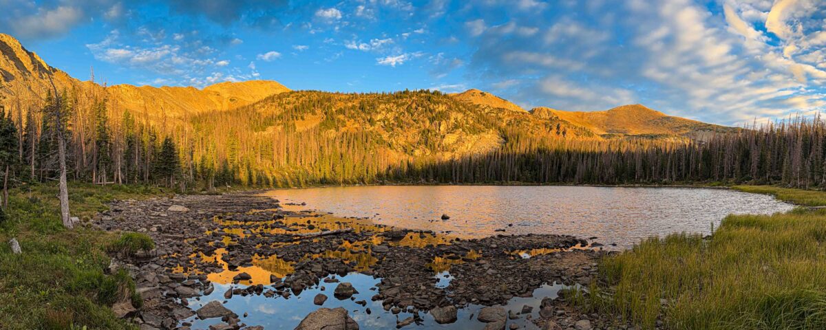Sunrise along the Colorado Trail at Hunt Lake
