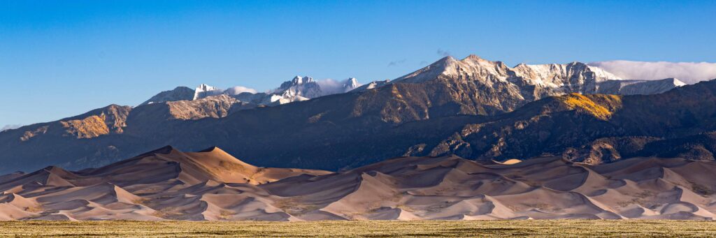 Great Sand Dunes in golden light in Colorado