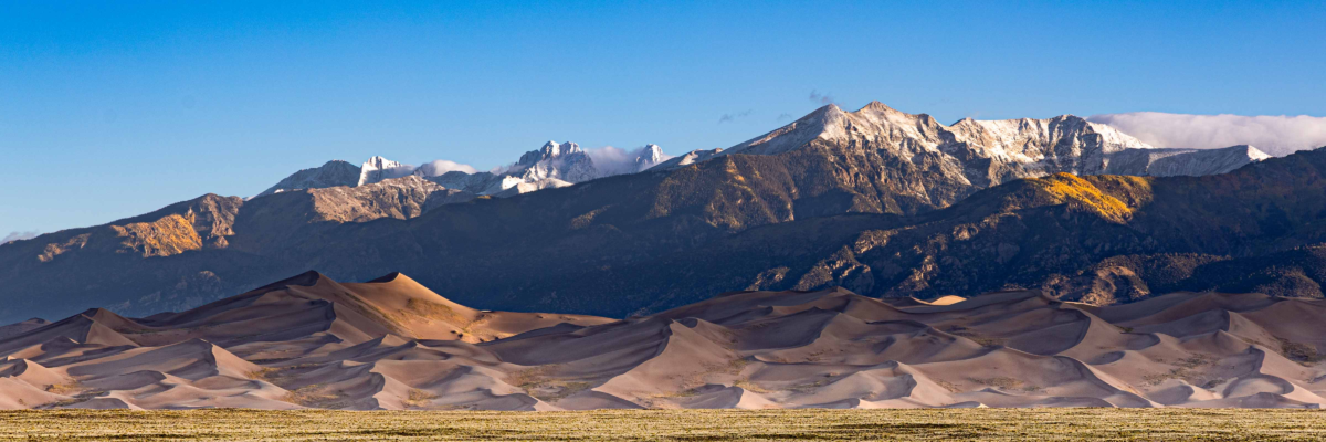 Great Sand Dunes in golden light in Colorado