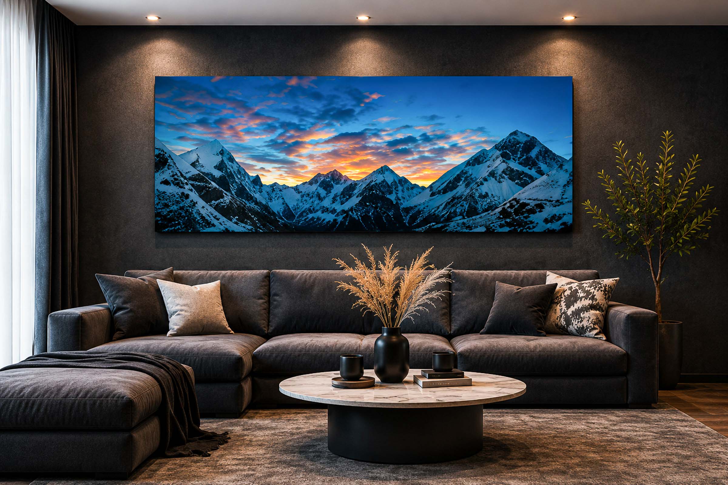Lodge Living Room with an Everest Sunrise Panorama