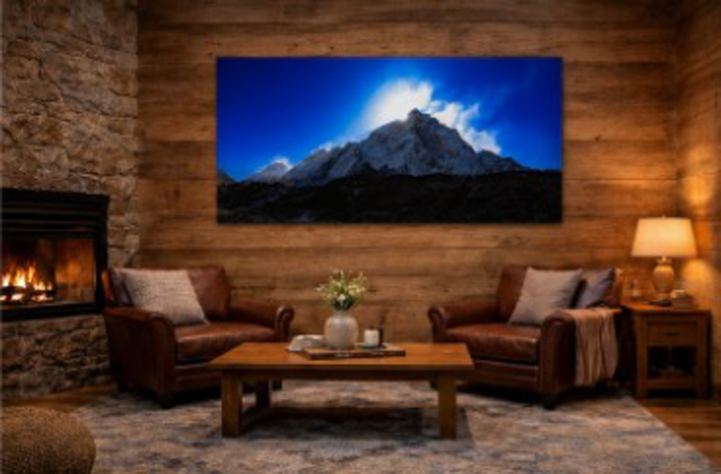Lodge Living Room with Nuptse Sunstar Panorama