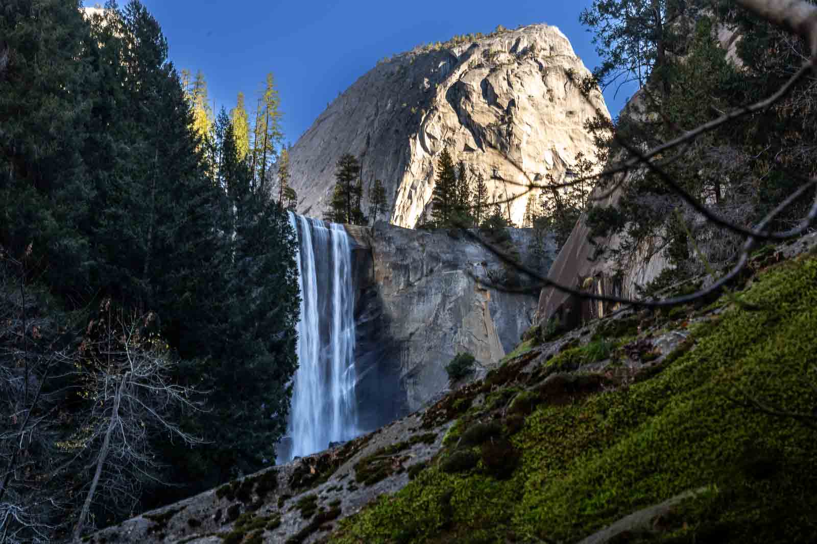Vernal Fall photographed from the Mist Trail corridor